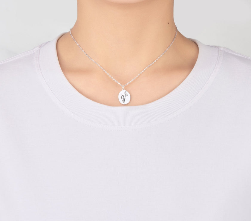 January Birth Flower Snowdrop Necklace with Card