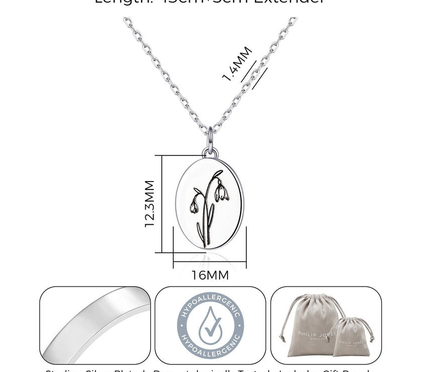 January Birth Flower Snowdrop Necklace with Card