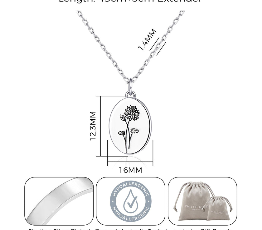 July Birth Flower Water Lily Necklace with Card