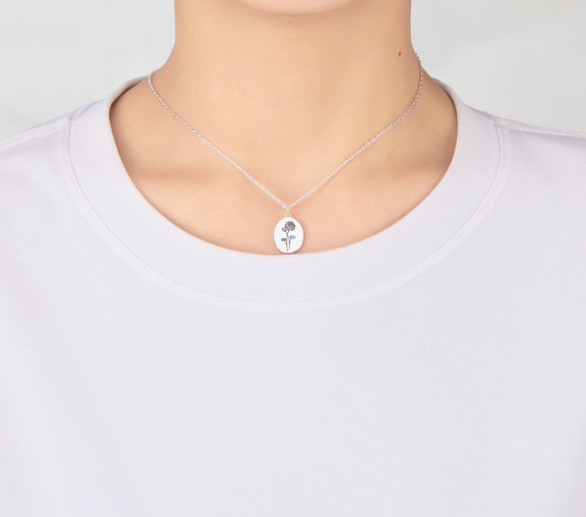 July Birth Flower Water Lily Necklace with Card