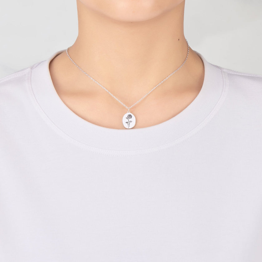 July Birth Flower Water Lily Necklace with Card