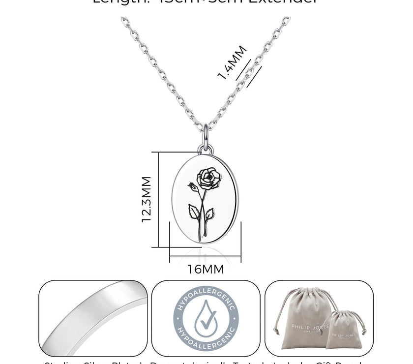 June Birth Flower Rose Necklace with Card