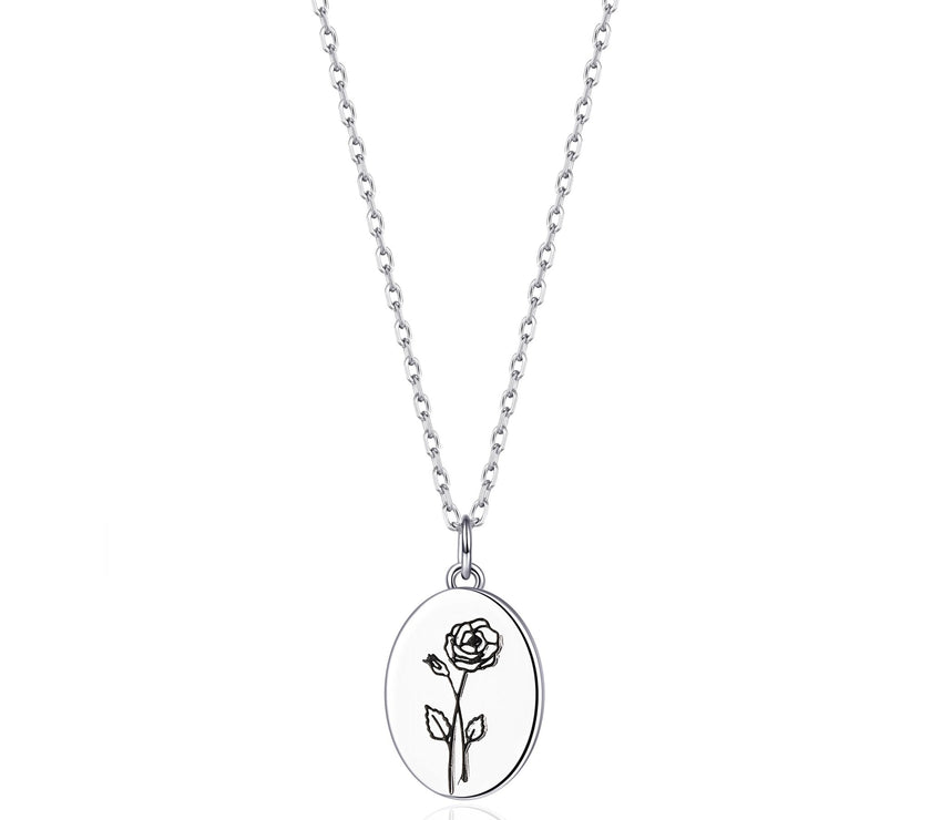 June Birth Flower Rose Necklace with Card