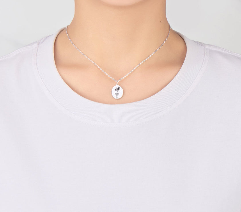 June Birth Flower Rose Necklace with Card