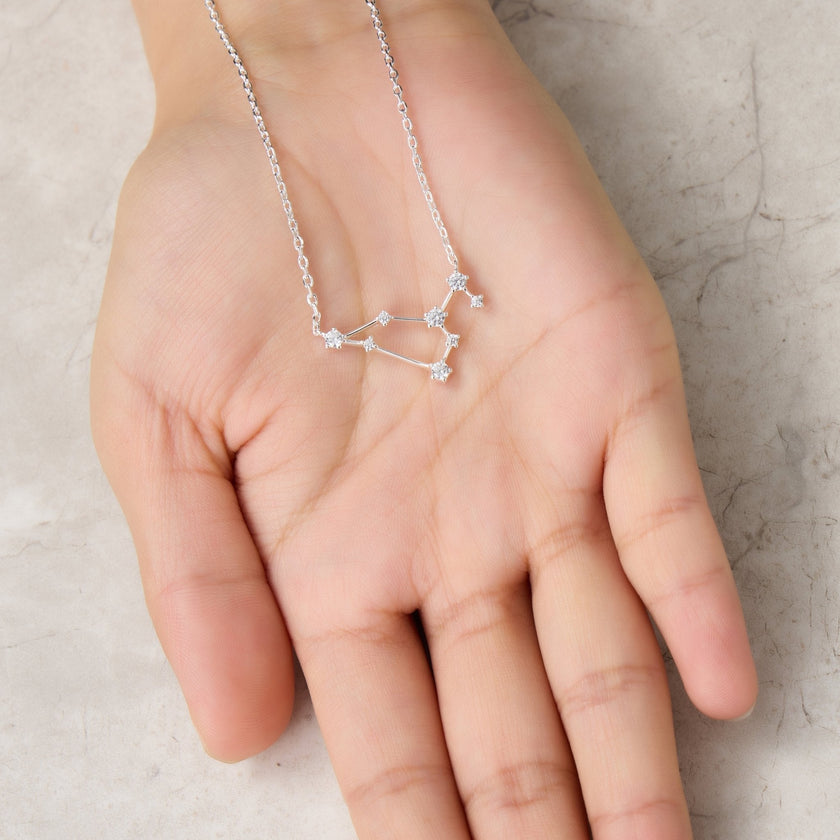Leo Star Sign Zodiac Constellation Necklace and Quote Card with Zircondia® Crystals