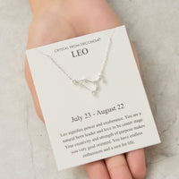 Leo Star Sign Zodiac Constellation Necklace and Quote Card with Zircondia® Crystals