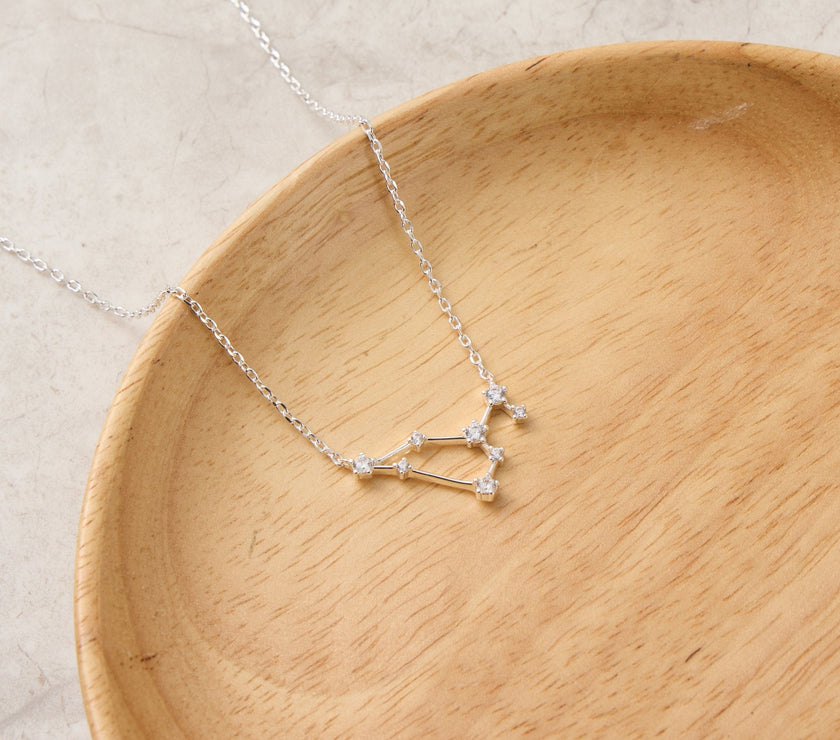 Leo Star Sign Zodiac Constellation Necklace and Quote Card with Zircondia® Crystals