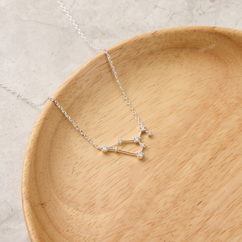 Leo Star Sign Zodiac Constellation Necklace and Quote Card with Zircondia® Crystals
