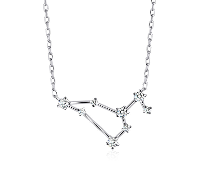 Leo Star Sign Zodiac Constellation Necklace and Quote Card with Zircondia® Crystals
