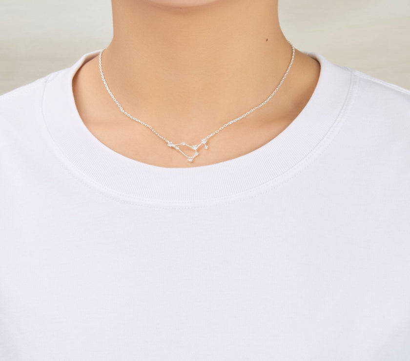 Leo Star Sign Zodiac Constellation Necklace and Quote Card with Zircondia® Crystals