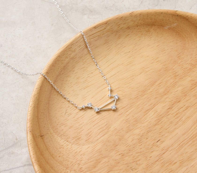 Libra Star Sign Zodiac Constellation Necklace and Quote Card with Zircondia® Crystals