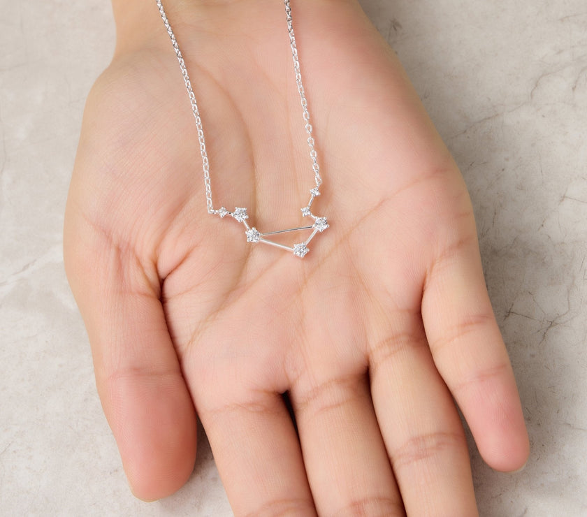Libra Star Sign Zodiac Constellation Necklace and Quote Card with Zircondia® Crystals