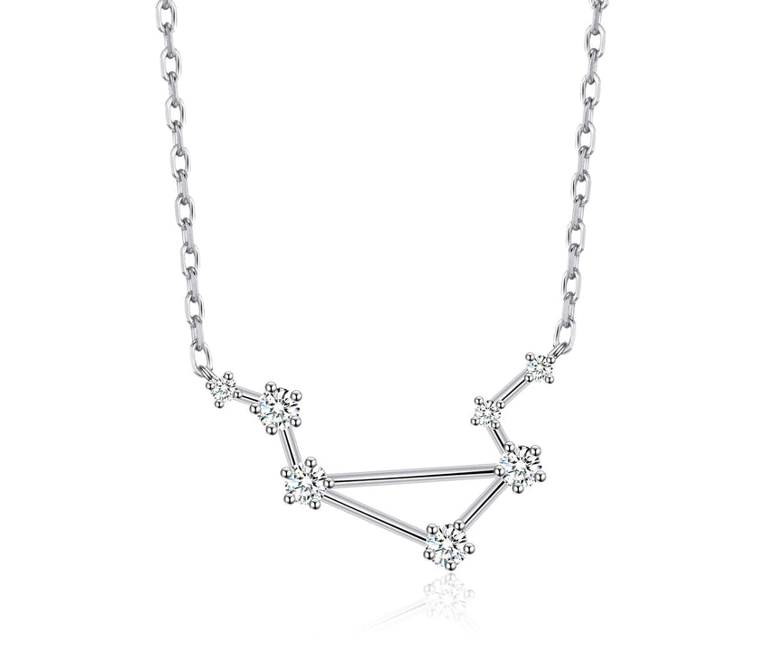 Libra Star Sign Zodiac Constellation Necklace and Quote Card with Zircondia® Crystals