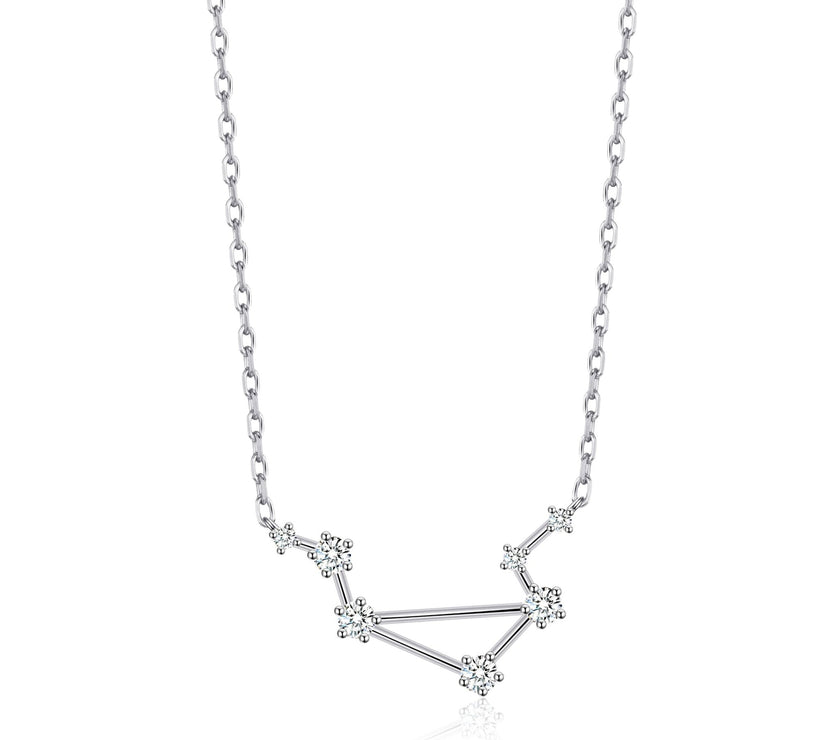 Libra Star Sign Zodiac Constellation Necklace and Quote Card with Zircondia® Crystals