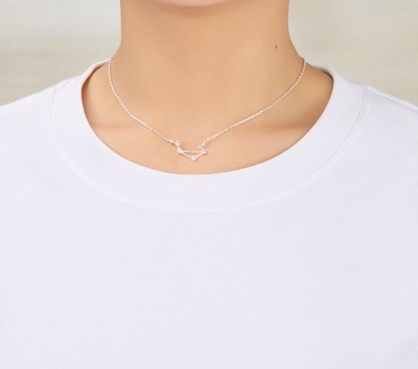 Libra Star Sign Zodiac Constellation Necklace and Quote Card with Zircondia® Crystals