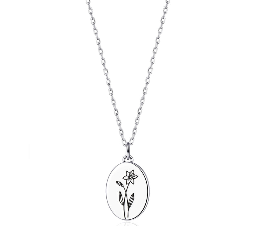 March Birth Flower Daffodil Necklace with Card