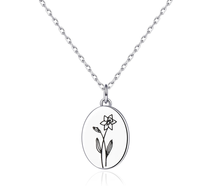 March Birth Flower Daffodil Necklace with Card