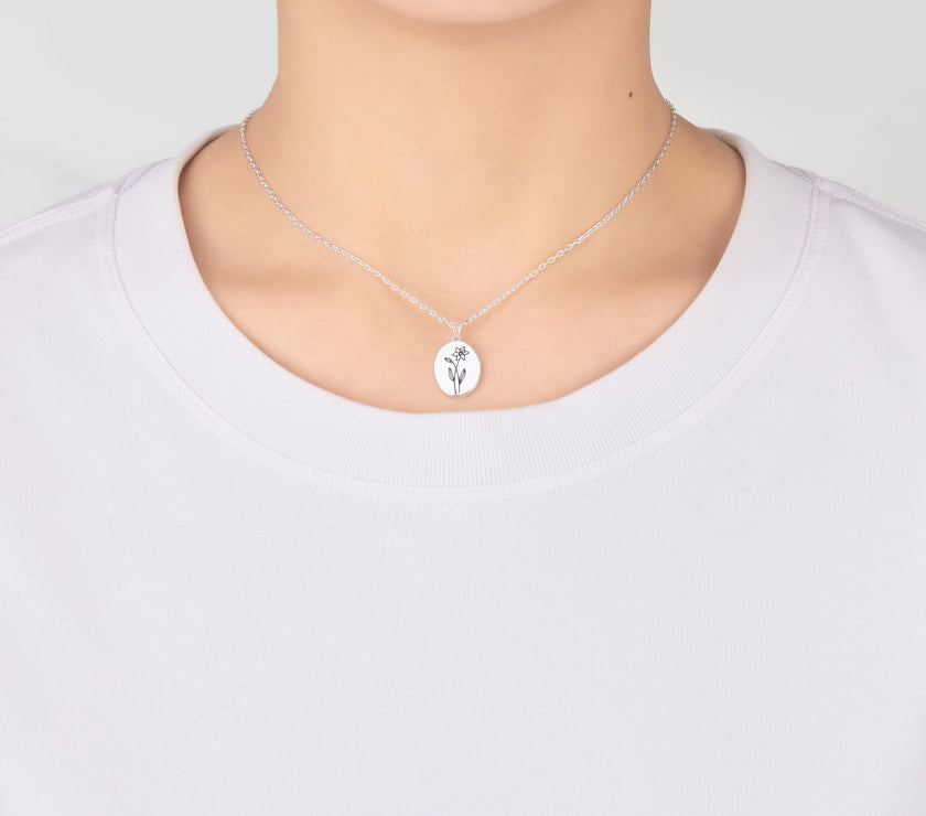March Birth Flower Daffodil Necklace with Card