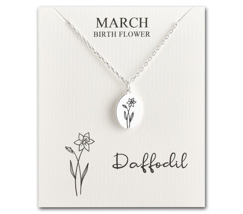 March Birth Flower Daffodil Necklace with Card