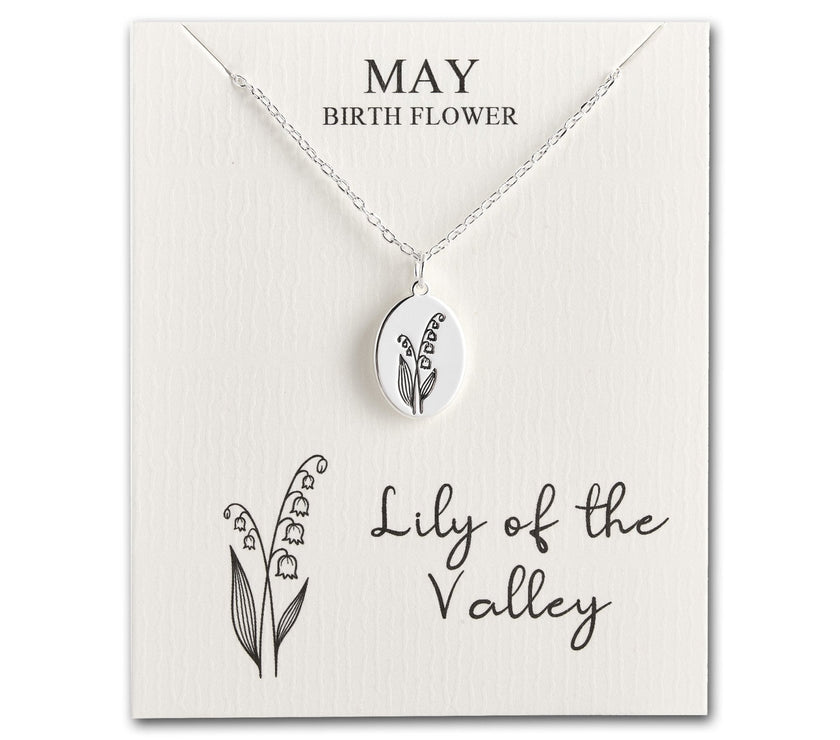 May Birth Flower Lily of the Valley Necklace with Card