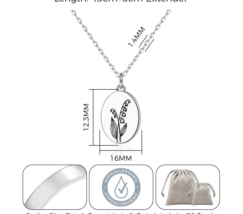 May Birth Flower Lily of the Valley Necklace with Card