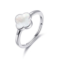Mother of Pearl Gemstone Adjustable Clover Ring