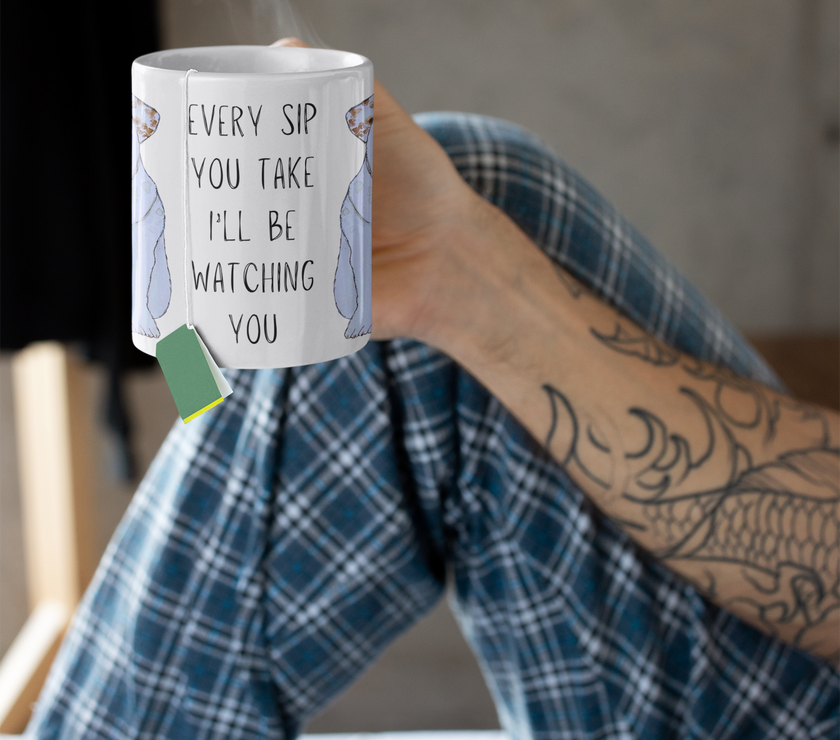 Bulldog Surveillance Mug: 'Every Sip You Take, I’ll Be Watching You!'