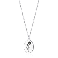 November Birth Flower Chrysanthemum Necklace with Card