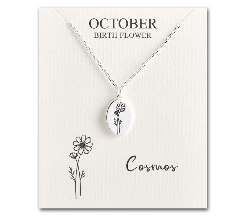 October Birth Flower Cosmos Necklace with Card