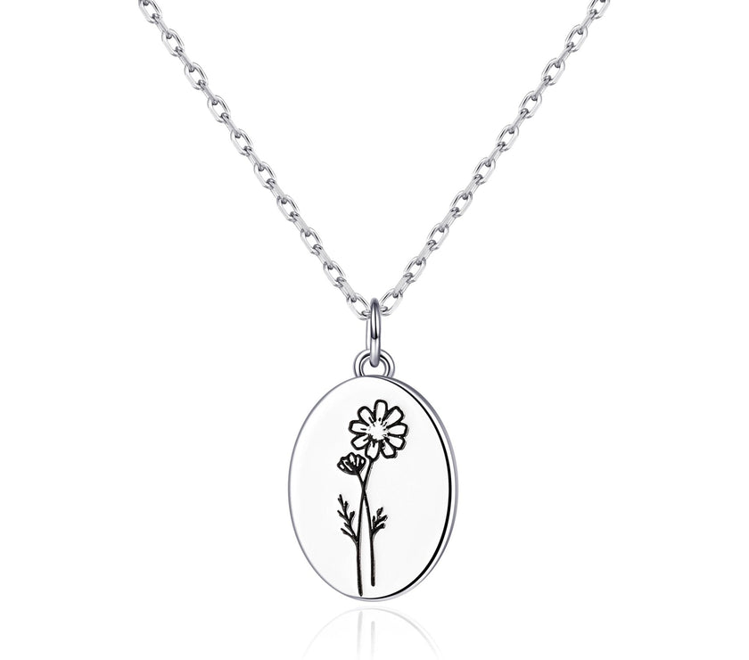 October Birth Flower Cosmos Necklace with Card