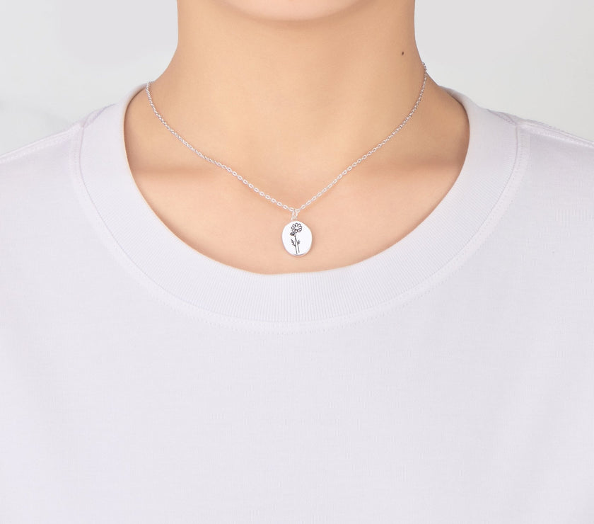 October Birth Flower Cosmos Necklace with Card