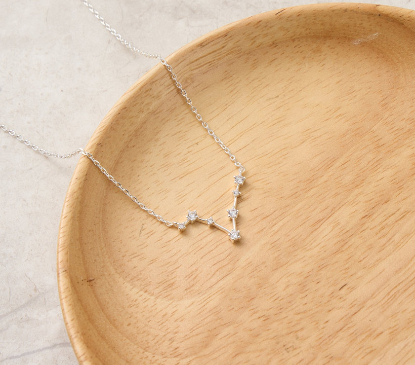 Pisces Star Sign Zodiac Constellation Necklace and Quote Card with Zircondia® Crystals