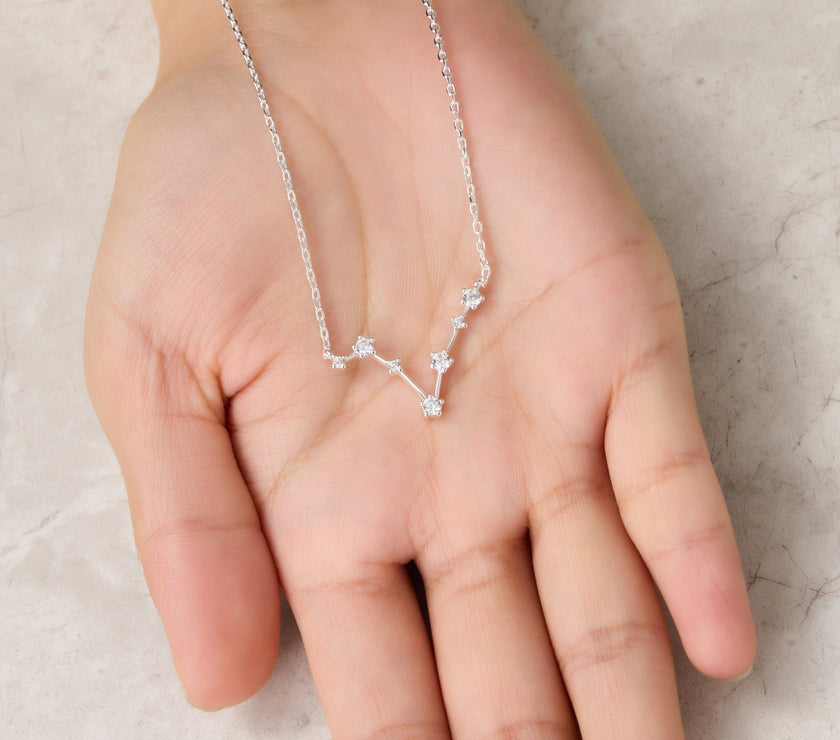Pisces Star Sign Zodiac Constellation Necklace and Quote Card with Zircondia® Crystals