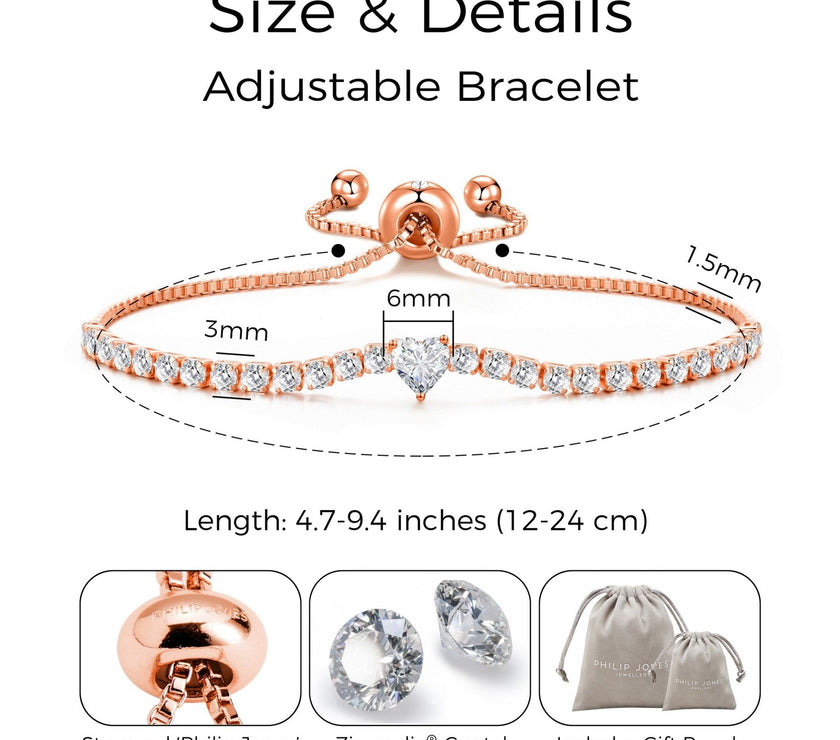 Rose Gold Plated I Couldn't Say I Do Without You Heart Solitaire Bracelet with Zircondia® Crystals