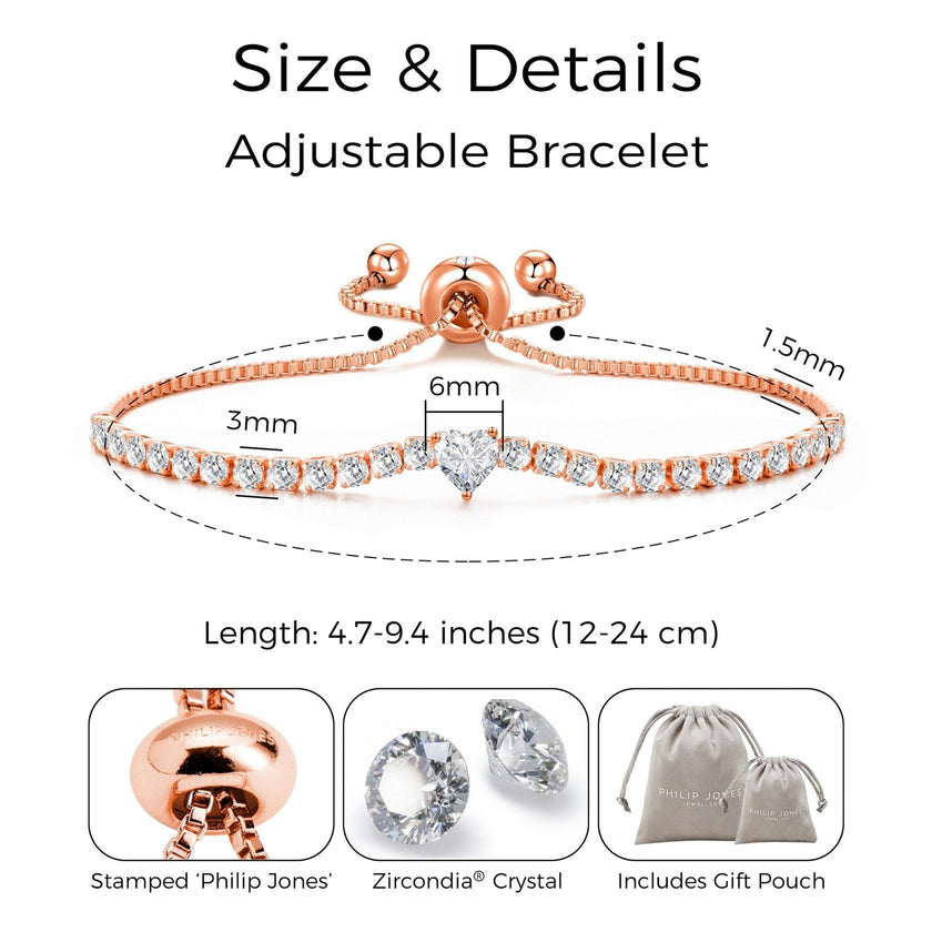 Rose Gold Plated I Couldn't Say I Do Without You Heart Solitaire Bracelet with Zircondia® Crystals