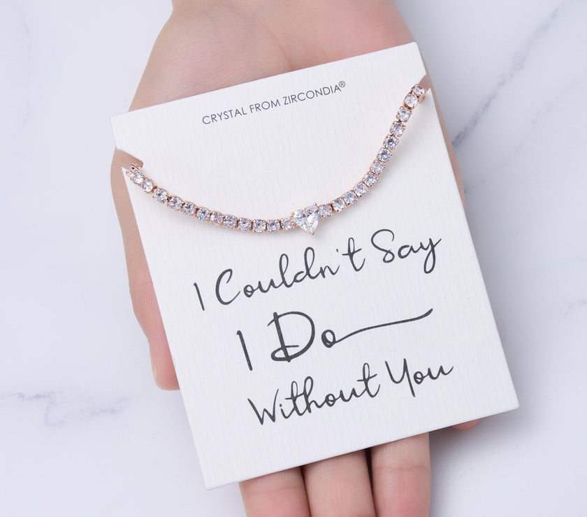 Rose Gold Plated I Couldn't Say I Do Without You Heart Solitaire Bracelet with Zircondia® Crystals