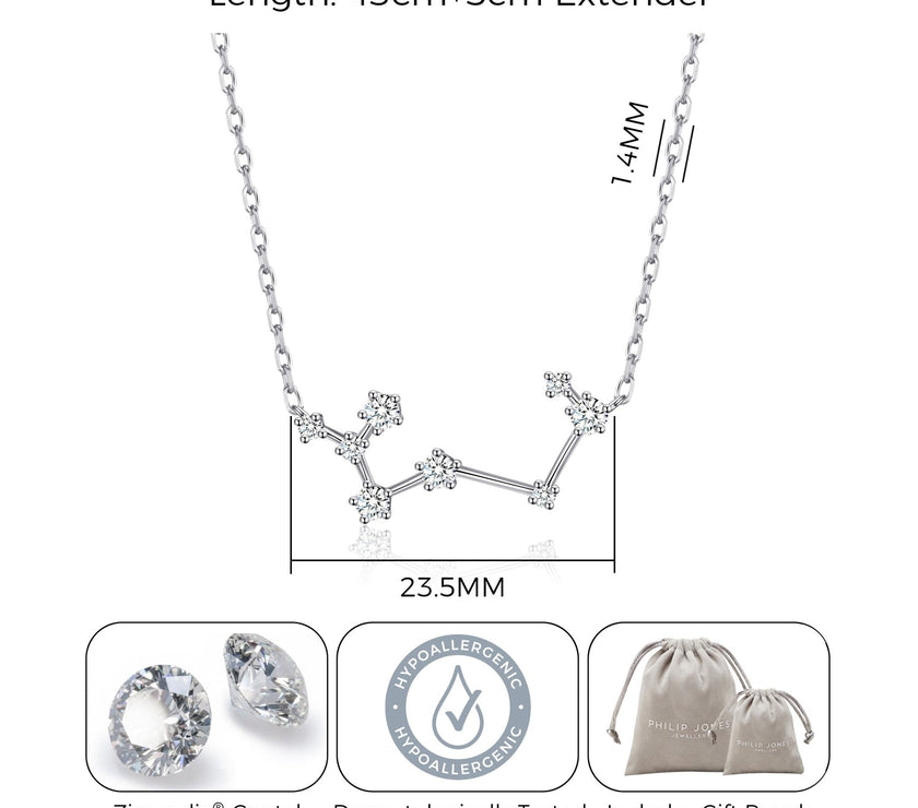 Sagittarius Star Sign Zodiac Constellation Necklace and Quote Card with Zircondia® Crystals
