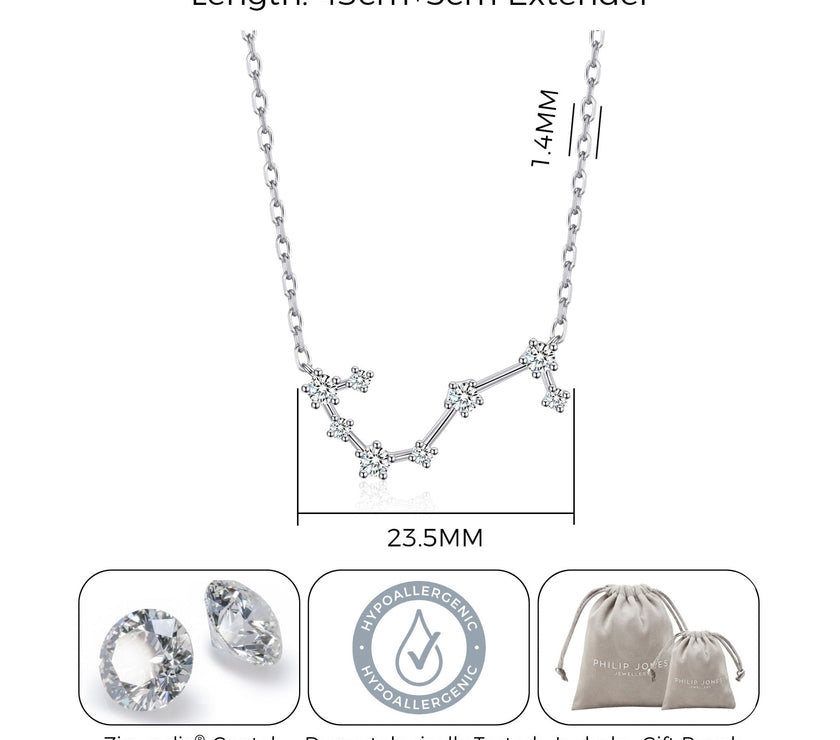 Scorpio Star Sign Zodiac Constellation Necklace and Quote Card with Zircondia® Crystals