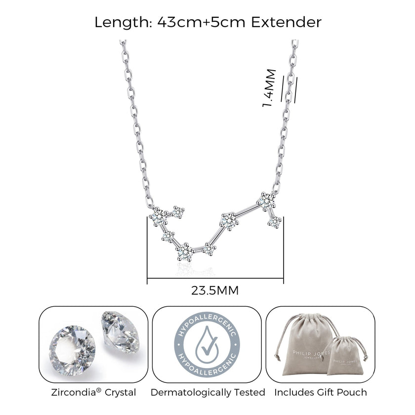 Scorpio Star Sign Zodiac Constellation Necklace and Quote Card with Zircondia® Crystals