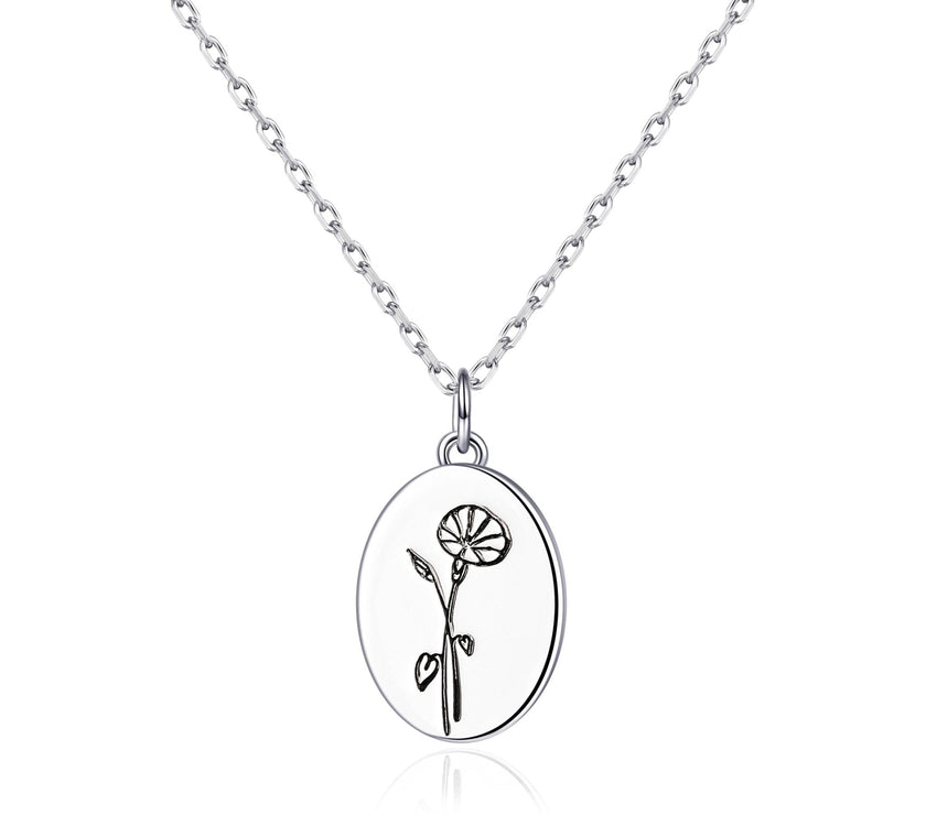 September Birth Flower Morning Glory Necklace with Card