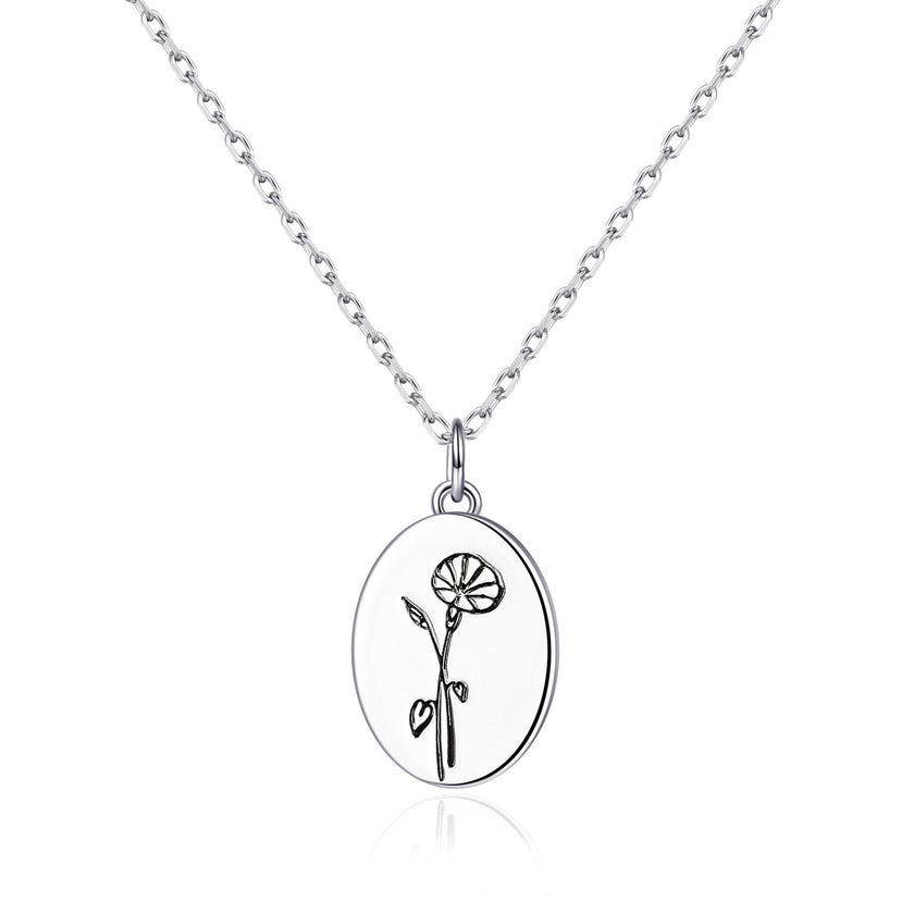 September Birth Flower Morning Glory Necklace with Card