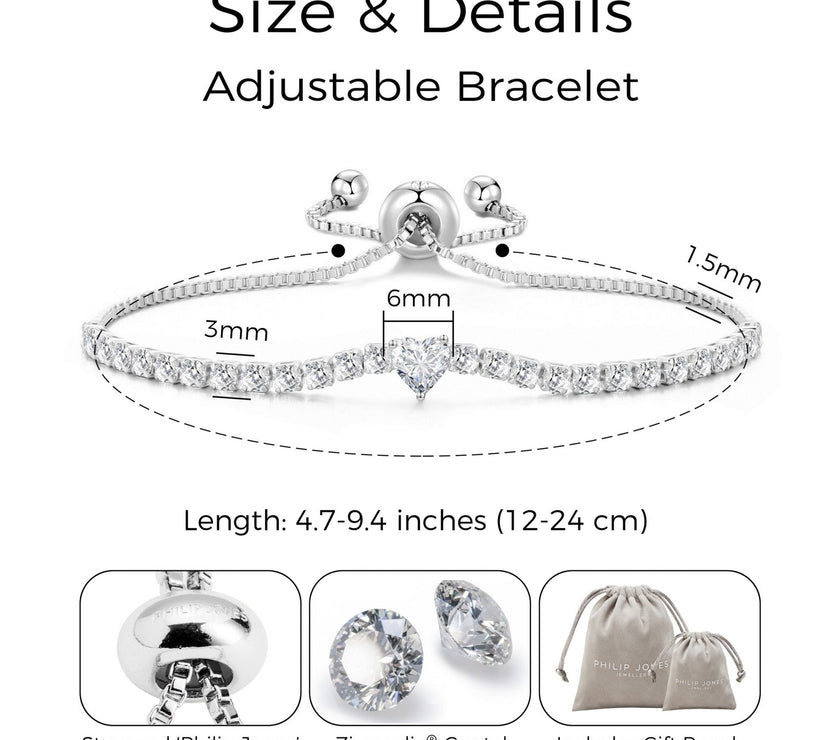 Silver Plated I Couldn't Say I Do Without You Heart Solitaire Wedding Bracelet with Zircondia® Crystals