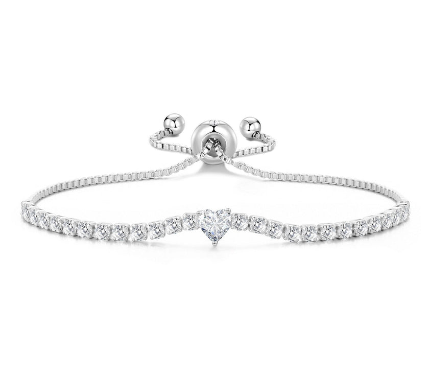 Silver Plated I Couldn't Say I Do Without You Heart Solitaire Wedding Bracelet with Zircondia® Crystals