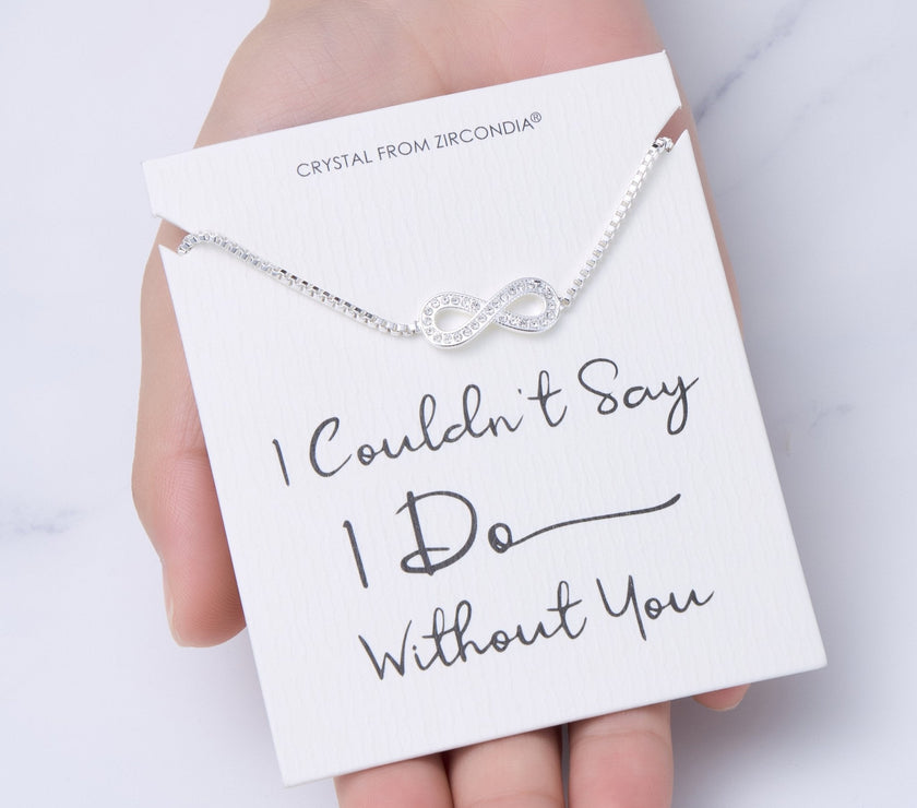 Silver Plated I Couldn't Say I Do Without You Infinity Wedding Bracelet with Zircondia® Crystals