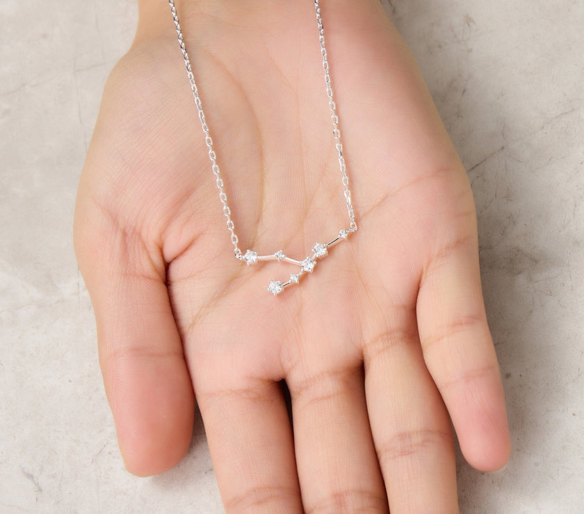 Taurus Star Sign Zodiac Constellation Necklace and Quote Card with Zircondia® Crystals