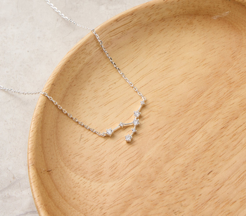 Taurus Star Sign Zodiac Constellation Necklace and Quote Card with Zircondia® Crystals