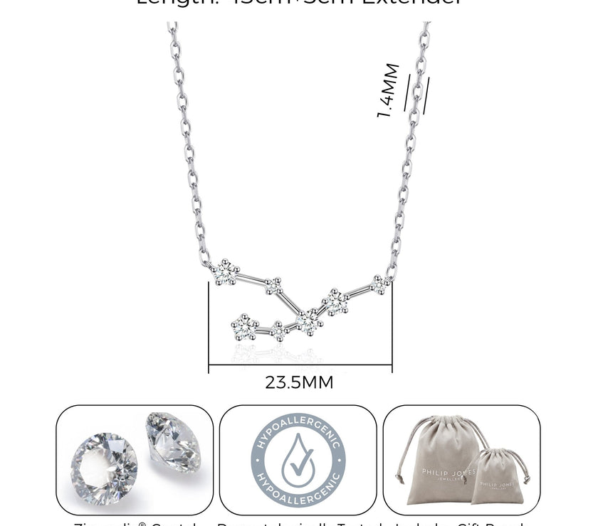 Taurus Star Sign Zodiac Constellation Necklace and Quote Card with Zircondia® Crystals