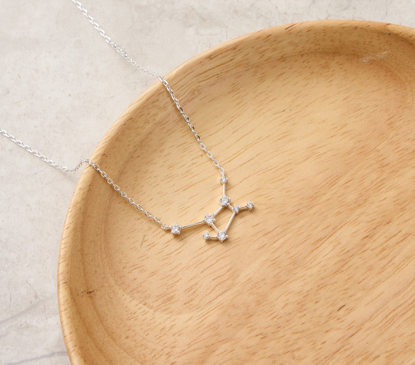 Virgo Star Sign Zodiac Constellation Necklace and Quote Card with Zircondia® Crystals
