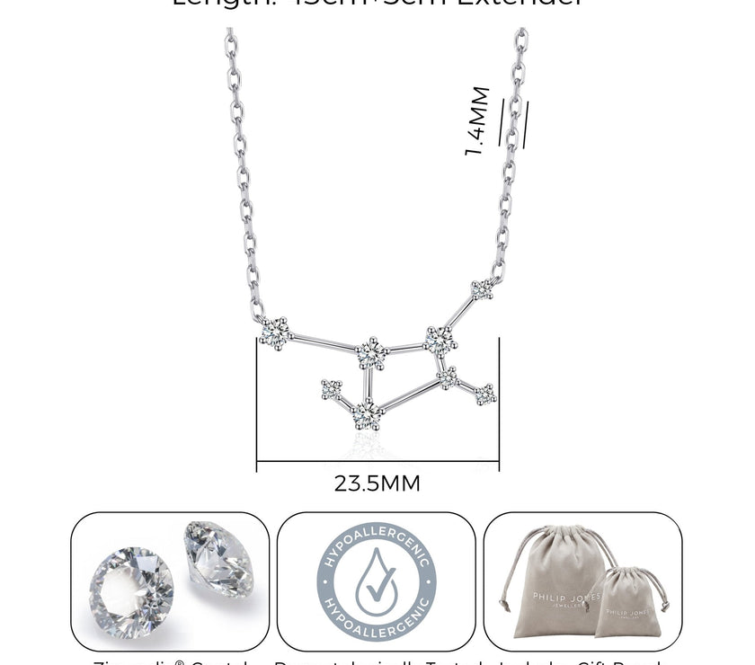 Virgo Star Sign Zodiac Constellation Necklace and Quote Card with Zircondia® Crystals