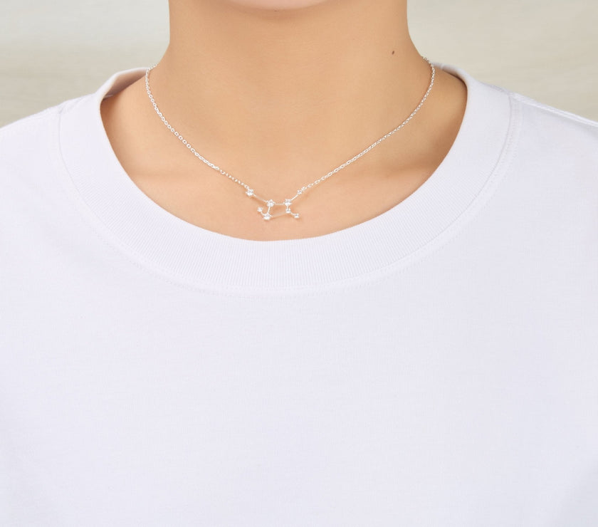 Virgo Star Sign Zodiac Constellation Necklace and Quote Card with Zircondia® Crystals